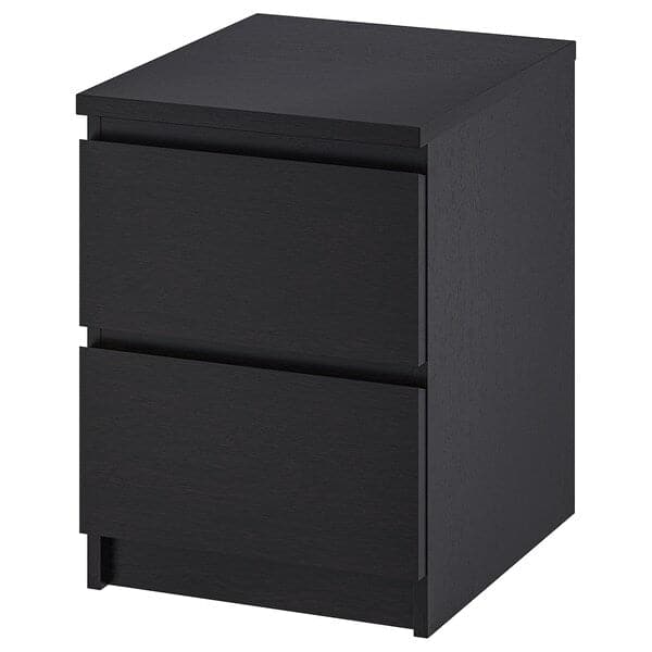MALM - Chest of 2 drawers, black-brown, 40x55 cm - best price from Maltashopper.com 00103343