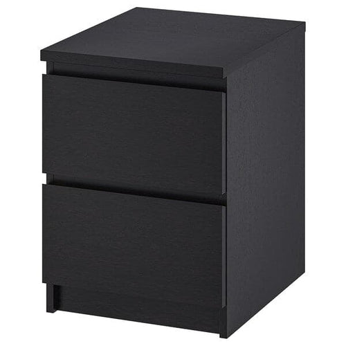 MALM - Chest of 2 drawers, black-brown, 40x55 cm