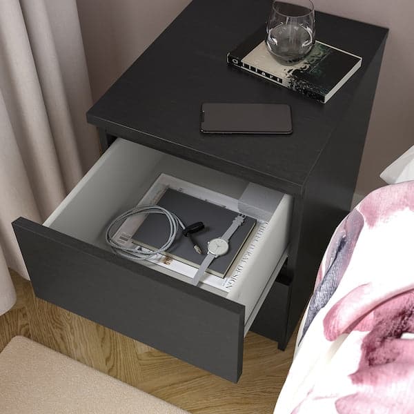 MALM - Chest of 2 drawers, black-brown, 40x55 cm - best price from Maltashopper.com 00103343
