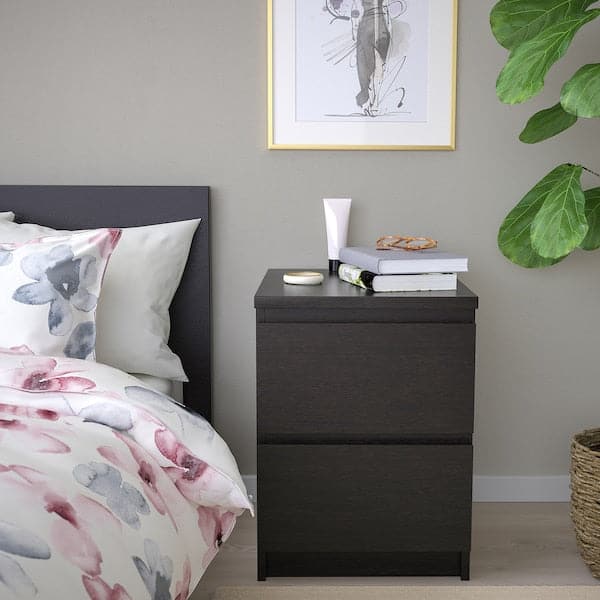 MALM - Chest of 2 drawers, black-brown, 40x55 cm - best price from Maltashopper.com 00103343