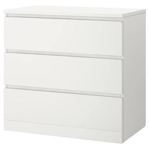 MALM - Chest of 3 drawers, white, 80x78 cm
