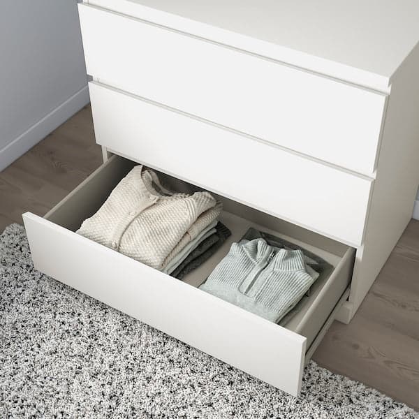 Ikea MALM - Chest of 3 drawers, white, 80x78 cm