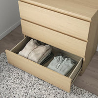 MALM - Chest of 3 drawers, white stained oak veneer, 80x78 cm - best price from Maltashopper.com 80403564