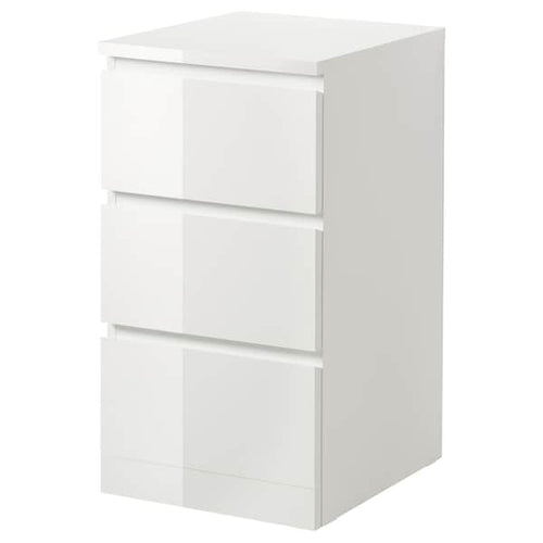 MALM - Chest of 3 drawers, high-gloss white, 40x78 cm