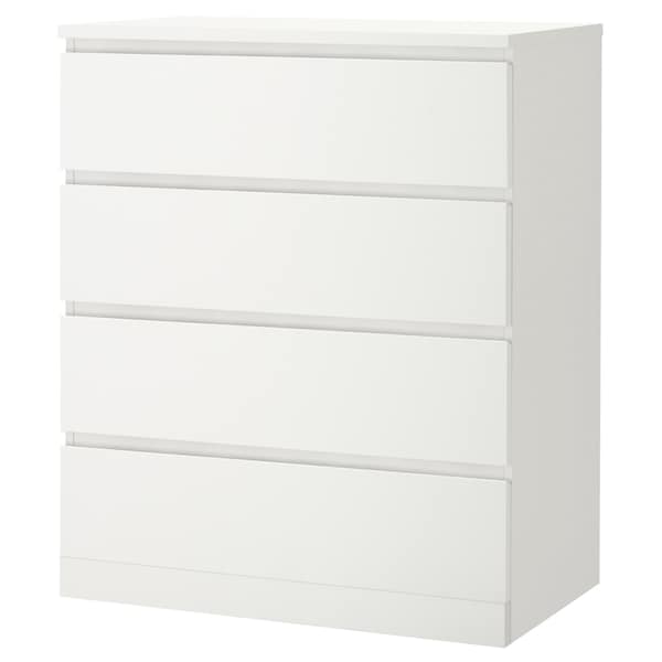 Ikea MALM - Chest of 4 drawers, white, 80x100 cm
