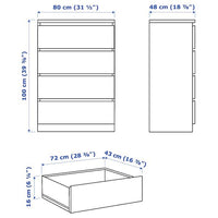 MALM - Chest of 4 drawers, white, 80x100 cm - best price from Maltashopper.com 30403571