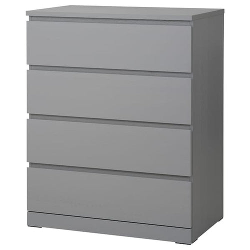 MALM - Chest of 4 drawers, grey stained, 80x100 cm