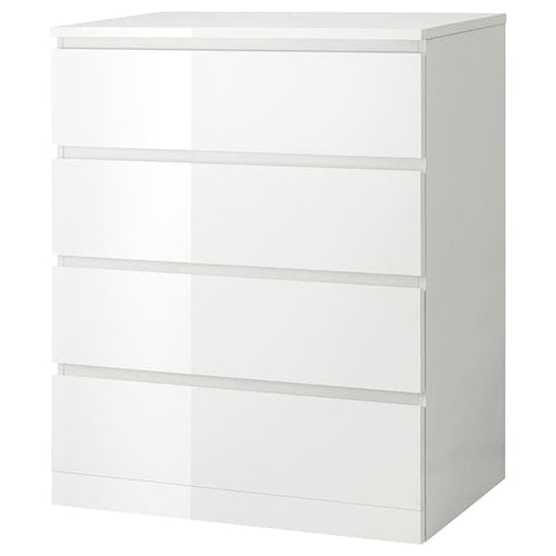 MALM - Chest of 4 drawers, high-gloss white, 80x100 cm