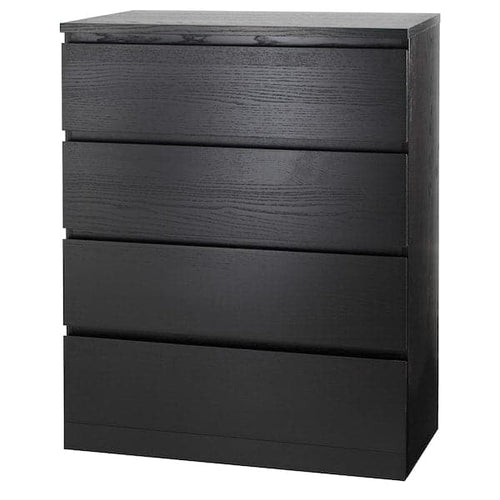 MALM - Chest of 4 drawers, black-brown, 80x100 cm