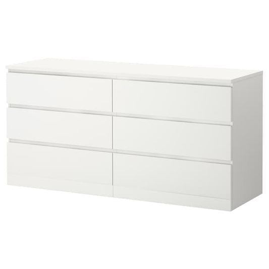 Ikea MALM - Chest of 6 drawers, white, 160x78 cm