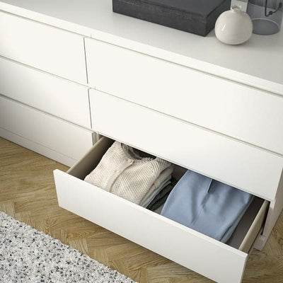 MALM - Chest of 6 drawers, white, 160x78 cm - best price from Maltashopper.com 60403584