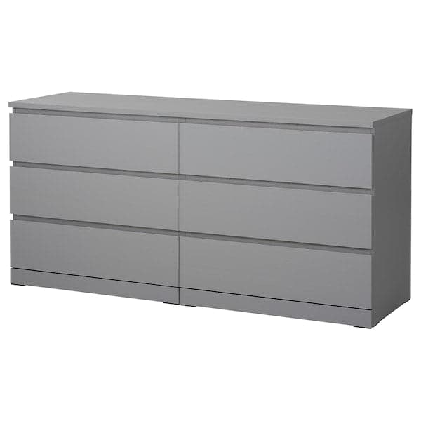 Ikea MALM - Chest of 6 drawers, grey stained, 160x78 cm