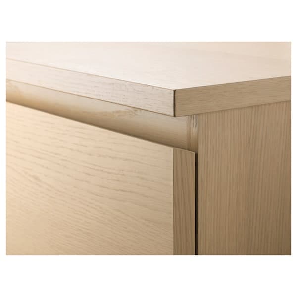 MALM - Chest of 6 drawers, white stained oak veneer/mirror glass, 40x123 cm - best price from Maltashopper.com 20403595
