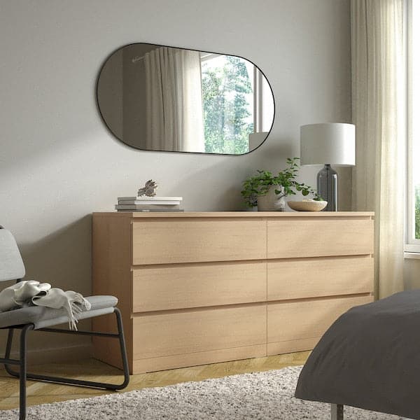 Ikea MALM - Chest of 6 drawers, white stained oak veneer, 160x78 cm