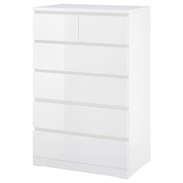 MALM - Chest of 6 drawers, high-gloss white, 80x123 cm - best price from Maltashopper.com 90481170