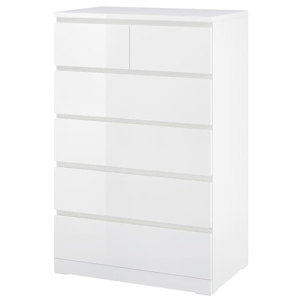 MALM - Chest of 6 drawers, high-gloss white, 80x123 cm