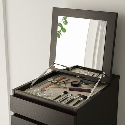 MALM - Chest of 6 drawers, black-brown/mirror glass, 40x123 cm - best price from Maltashopper.com 50403589