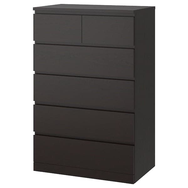 Ikea MALM - Chest of 6 drawers, black-brown, 80x123 cm