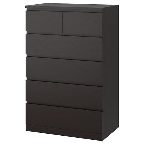 MALM - Chest of 6 drawers, black-brown, 80x123 cm