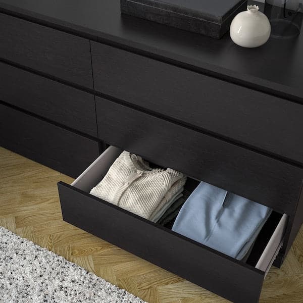 Ikea MALM - Chest of 6 drawers, black-brown, 160x78 cm