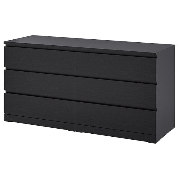 MALM - Chest of 6 drawers, black-brown, 160x78 cm - best price from Maltashopper.com 60403579