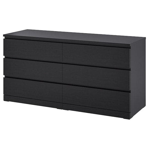 MALM - Chest of 6 drawers, black-brown, 160x78 cm