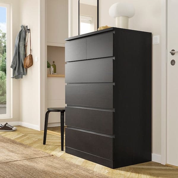 Ikea MALM - Chest of 6 drawers, black-brown, 80x123 cm