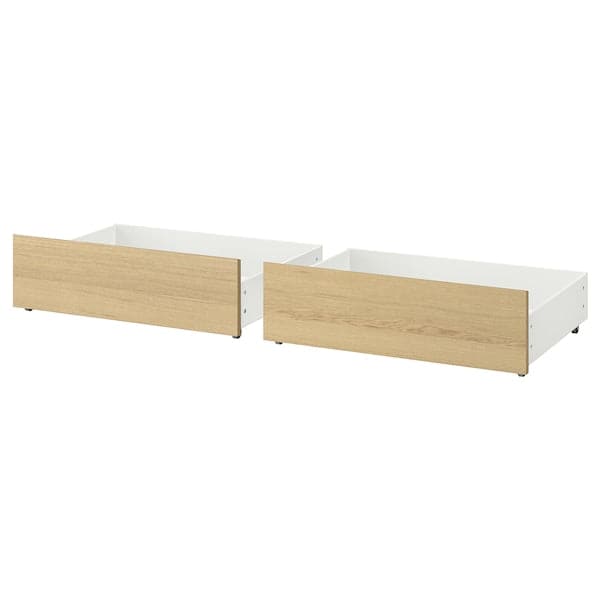 MALM - Bed storage box for high bed frame, white stained oak veneer, 200 cm