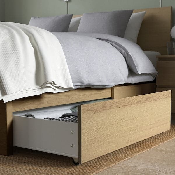 MALM - Bed storage box for high bed frame, white stained oak veneer, 200 cm - best price from Maltashopper.com 90264690