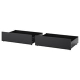 MALM bed storage box for high bed frame, black-brown, 200 cm, 2 pack