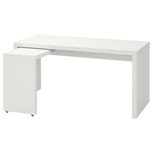 MALM - Desk with pull-out panel, white, 151x65 cm