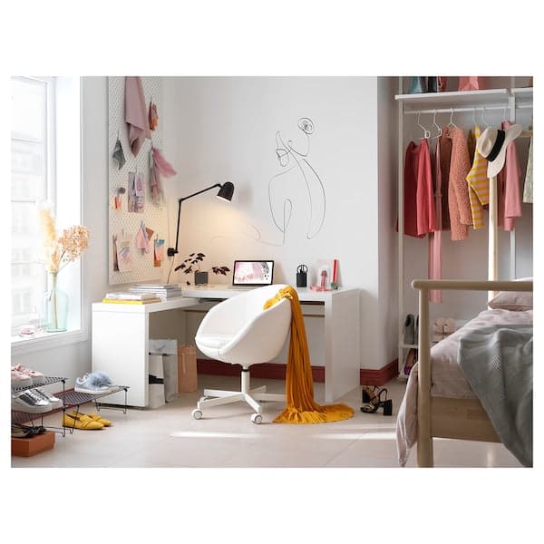 MALM - Desk with pull-out panel, white