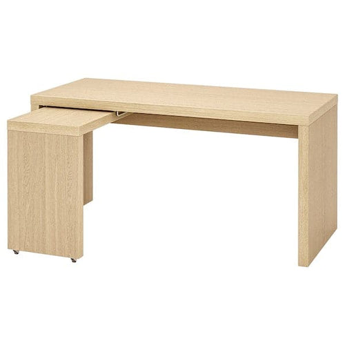 MALM Desk with removable top - veneered white mord oak 151x65 cm , 151x65 cm