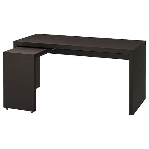 MALM Desk with removable top - brown-black 151x65 cm , 151x65 cm