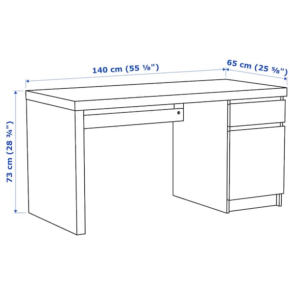 MALM - Desk, black-brown, 140x65 cm - Premium Furniture from Ikea - Just €206.99! Shop now at Maltashopper.com