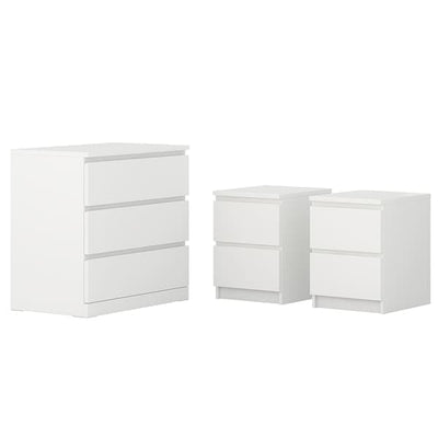 MALM - Bedroom furniture, set of 3, white - best price from Maltashopper.com 49483412