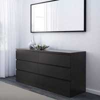 MALM - 4-piece bedroom set, brown-black,140x200 cm