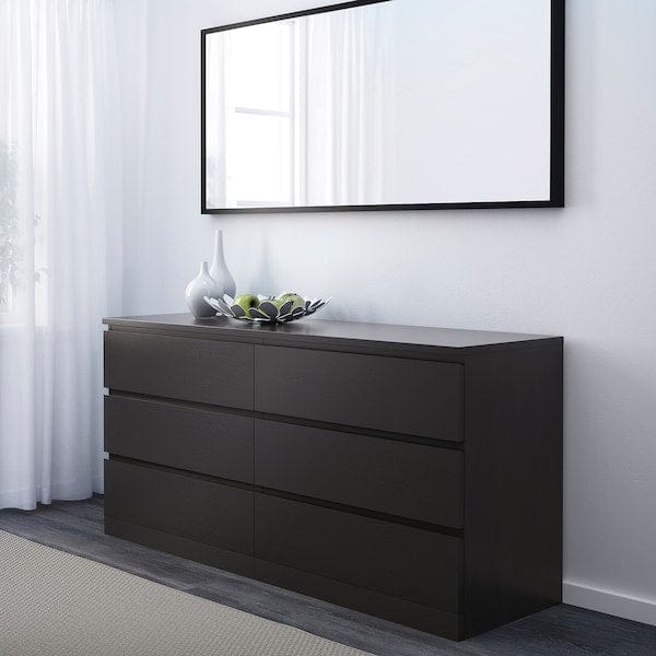 Ikea MALM - 4-piece bedroom set, brown-black,140x200 cm