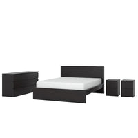 MALM bedroom furniture, set of 4, black-brown, 160x200 cm