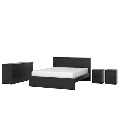 MALM - Bedroom furniture, set of 4, black-brown, 180x200 cm