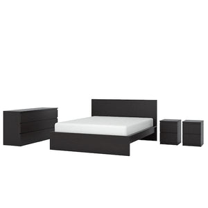Ikea MALM - 4-piece bedroom set, brown-black,140x200 cm