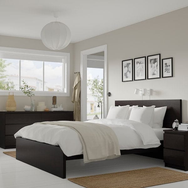 Ikea MALM - 4-piece bedroom set, brown-black,160x200 cm
