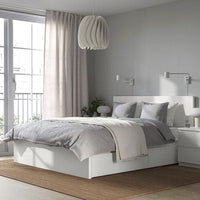 MALM Tall bed structure/2 containers - white/Leirsund 180x200 cm , 180x200 cm - best price from Maltashopper.com 69176167