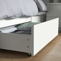 MALM Tall bed structure/2 containers - white/Leirsund 90x200 cm , 90x200 cm - best price from Maltashopper.com 69032720