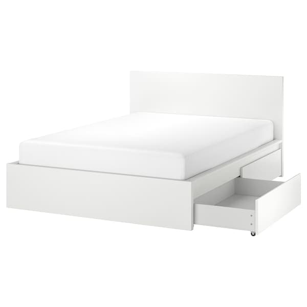 MALM High bed frame/2 storage units, white/Lindbåden, 140x200 cm - best price from Maltashopper.com 59494995
