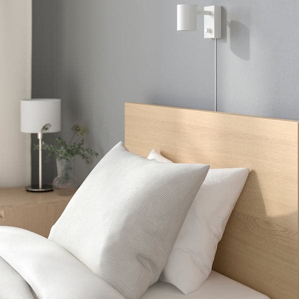 Ikea MALM - High bed frame/2 storage units, mord white oak veneer/Lindbåden, 90x200 cm