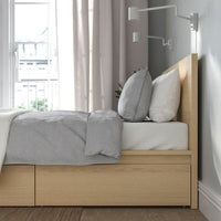 MALM High bed frame/2 storage units, mord white oak veneer/Lindbåden, 160x200 cm - best price from Maltashopper.com 59494957