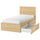 MALM - High bed frame/2 storage units, mord white oak veneer/Lönset, 90x200 cm