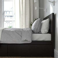 MALM Tall bed structure/2 containers - brown-black/Leirsund 140x200 cm - best price from Maltashopper.com 99176321