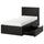 MALM bed frame, high, w 2 storage boxes, black-brown/Leirsund, 90x200 cm